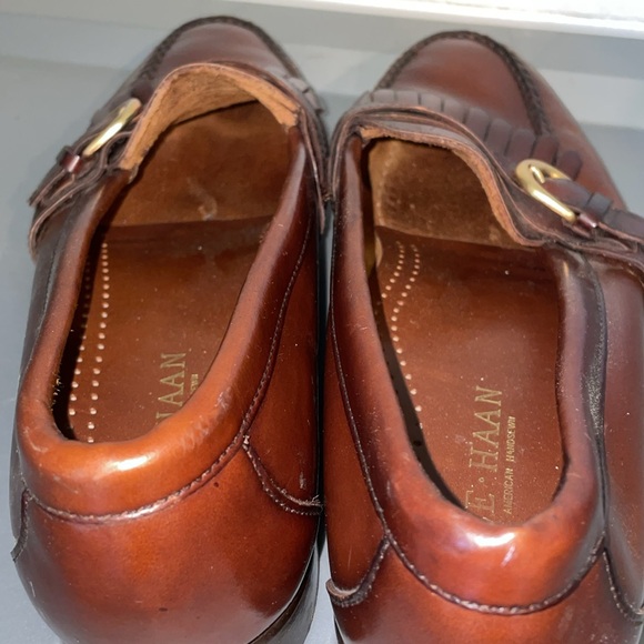 Cole Haan Monk Strap Buckle Leather Men Shoes Brown Sz 10.5 D Genuine Hand Sew - Picture 8 of 8